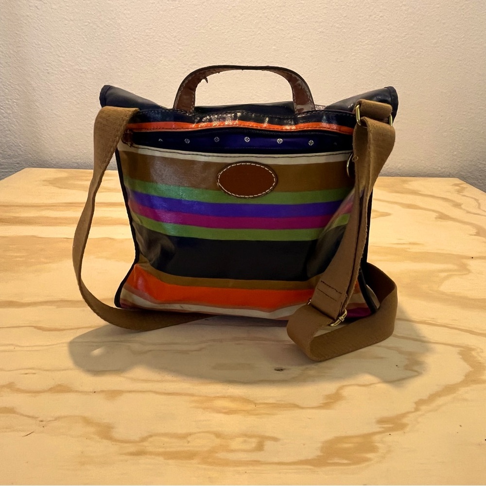 Fossil Key Per Striped Multi Color Flap Mini Crossbody S Bag with a little flies